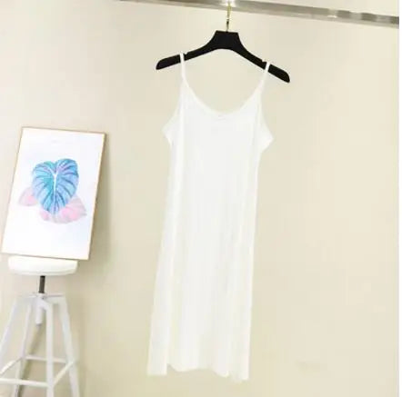 Spring Summer 2024 Woman Tank Dress Casual Modal Sexy Camisole Elastic Female Home Beach Dresses O-Neck Camis Sexy Dress - Dhavinci