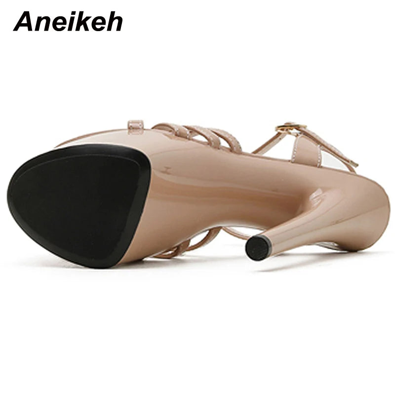 Aneikeh Platform Gladiator Sandals for Women - Thin Heels & Buckle - Dhavinci