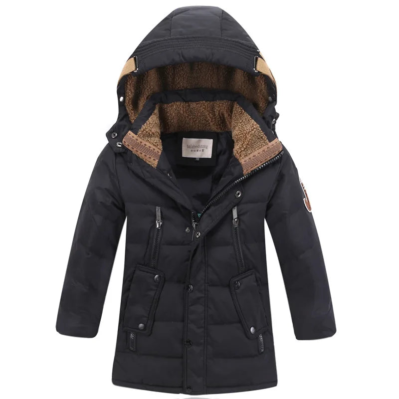 Boys' Winter Duck Down Jacket | Thick Hooded Parka 6-16Y - Dhavinci