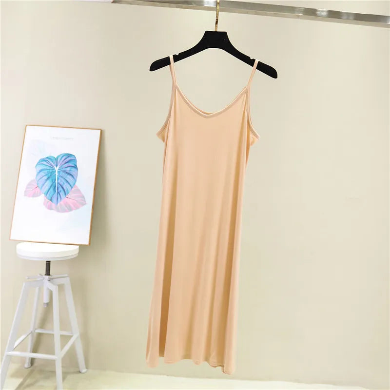 Spring Summer 2024 Woman Tank Dress Casual Modal Sexy Camisole Elastic Female Home Beach Dresses O-Neck Camis Sexy Dress - Dhavinci