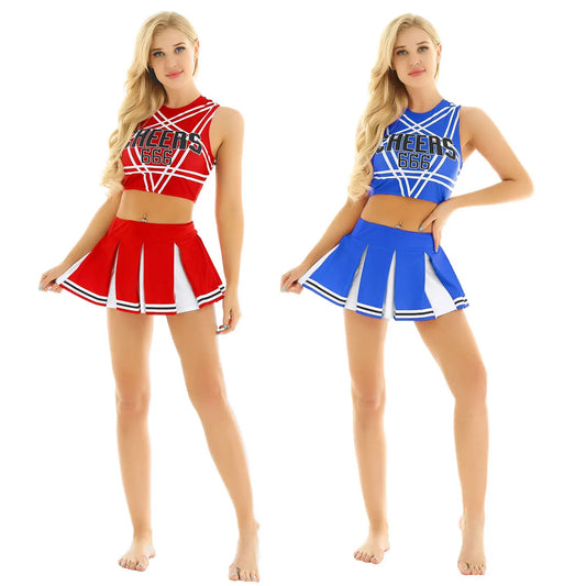 Women Femme Girls Japanese Schoolgirl Cosplay Uniform Adult Charming Cheerleader Sexy Costumes Set Halloween Roleplay Outfits - Dhavinci