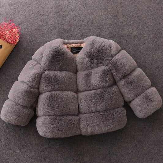 Baby Girls Faux Fur Coat - Warm Winter Christmas Jacket - Dhavinci