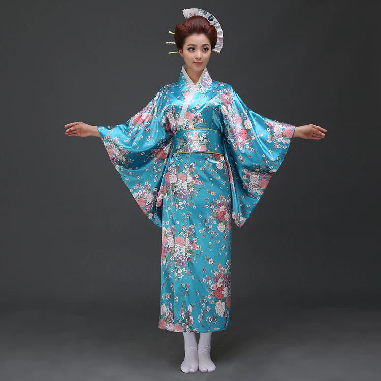 Fashion National Trends Women Sexy Kimono Yukata With Obi Novelty Evening Dress Japanese Cosplay Costume Floral One Size - Dhavinci