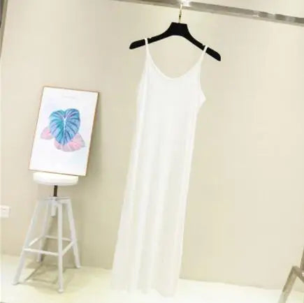 Spring Summer 2024 Woman Tank Dress Casual Modal Sexy Camisole Elastic Female Home Beach Dresses O-Neck Camis Sexy Dress - Dhavinci