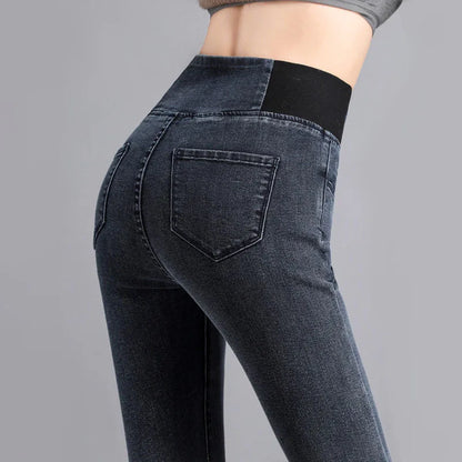 High Waist Skinny Jeans | Oversize Slim Fit Vintage Wash Denim Pants for Women - Dhavinci