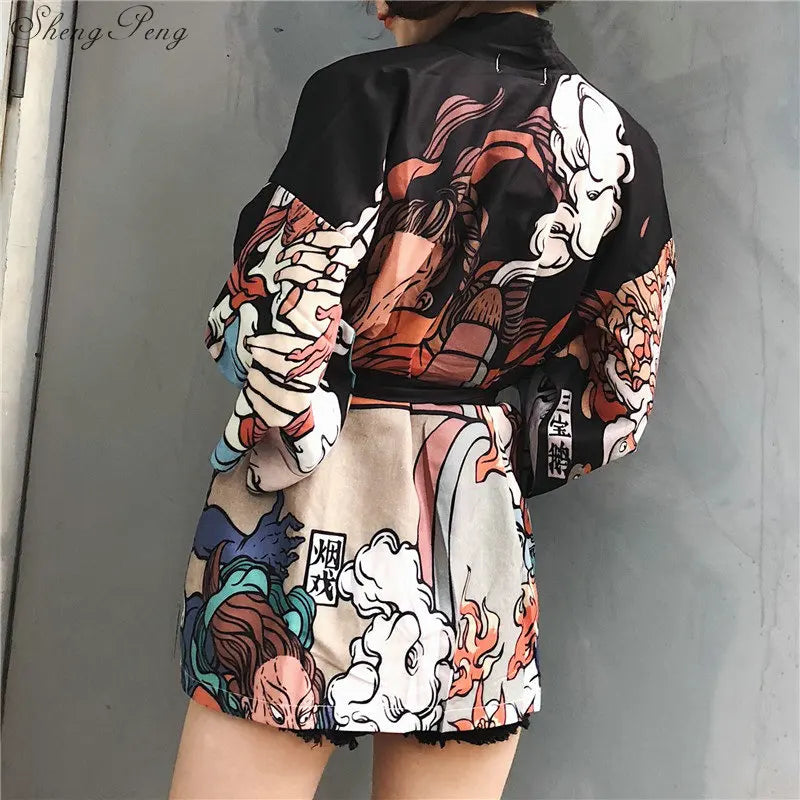 Japanese kimono traditional yukata women kimono cosplay kimono femme traditional japanese kimonos kimono girl Beach Haori V730 - Dhavinci