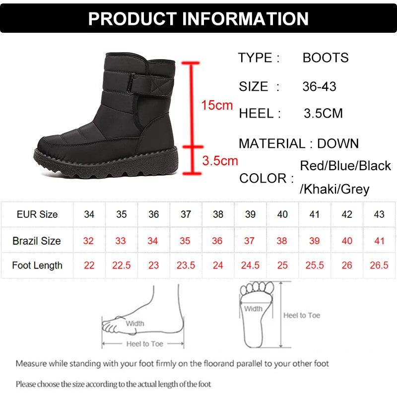 Waterproof Snow Boots - Non-Slip Thicken Plush Winter Ankle Boots - Dhavinci