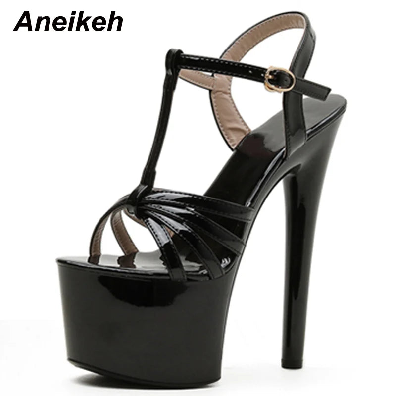 Aneikeh Platform Gladiator Sandals for Women - Thin Heels & Buckle - Dhavinci