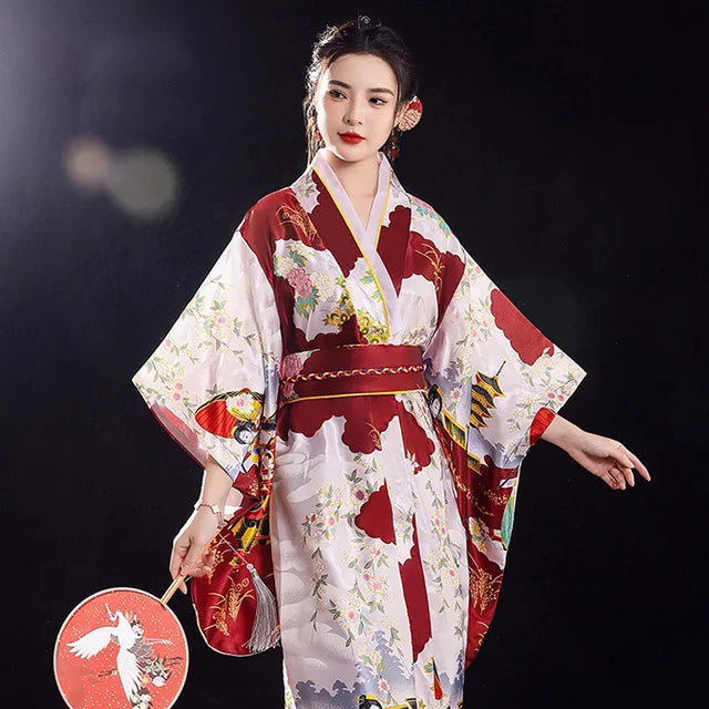 Fashion National Trends Women Sexy Kimono Yukata With Obi Novelty Evening Dress Japanese Cosplay Costume Floral One Size - Dhavinci