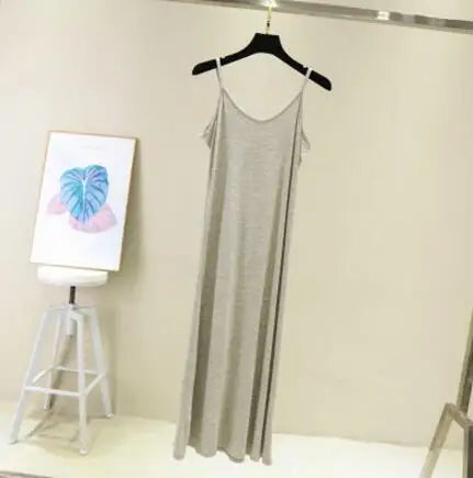 Spring Summer 2024 Woman Tank Dress Casual Modal Sexy Camisole Elastic Female Home Beach Dresses O-Neck Camis Sexy Dress - Dhavinci