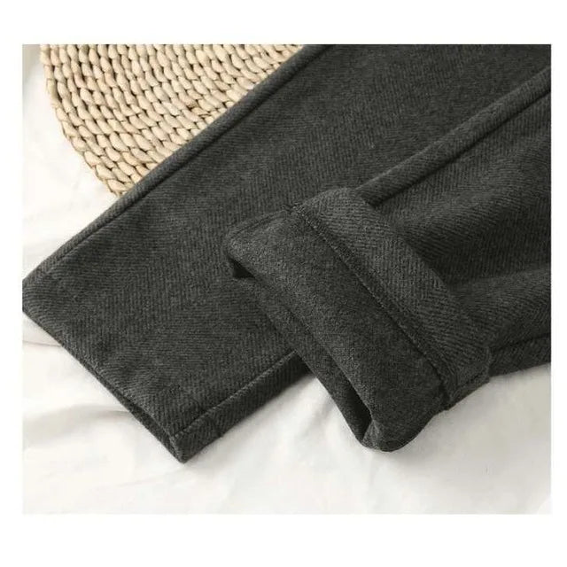 High-Waisted Woolen Harem Pants for Women | Autumn Winter Office Trousers - Dhavinci