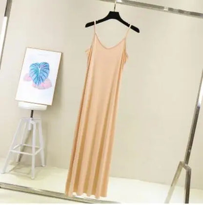 Spring Summer 2024 Woman Tank Dress Casual Modal Sexy Camisole Elastic Female Home Beach Dresses O-Neck Camis Sexy Dress - Dhavinci