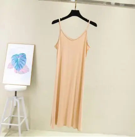 Spring Summer 2024 Woman Tank Dress Casual Modal Sexy Camisole Elastic Female Home Beach Dresses O-Neck Camis Sexy Dress - Dhavinci