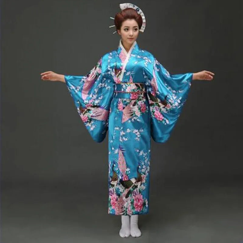 Japanese Traditional Yukata Kimono With Obi Vintage Women Evening Dress Geisha Kimono Vintage Women Stage Show Costume Cosplay - Dhavinci