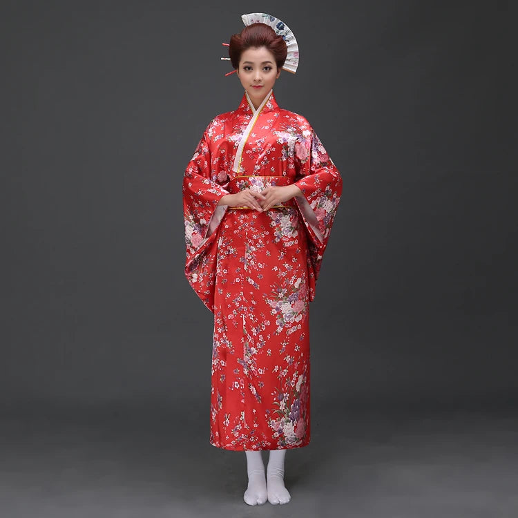 Fashion National Trends Women Sexy Kimono Yukata With Obi Novelty Evening Dress Japanese Cosplay Costume Floral One Size - Dhavinci