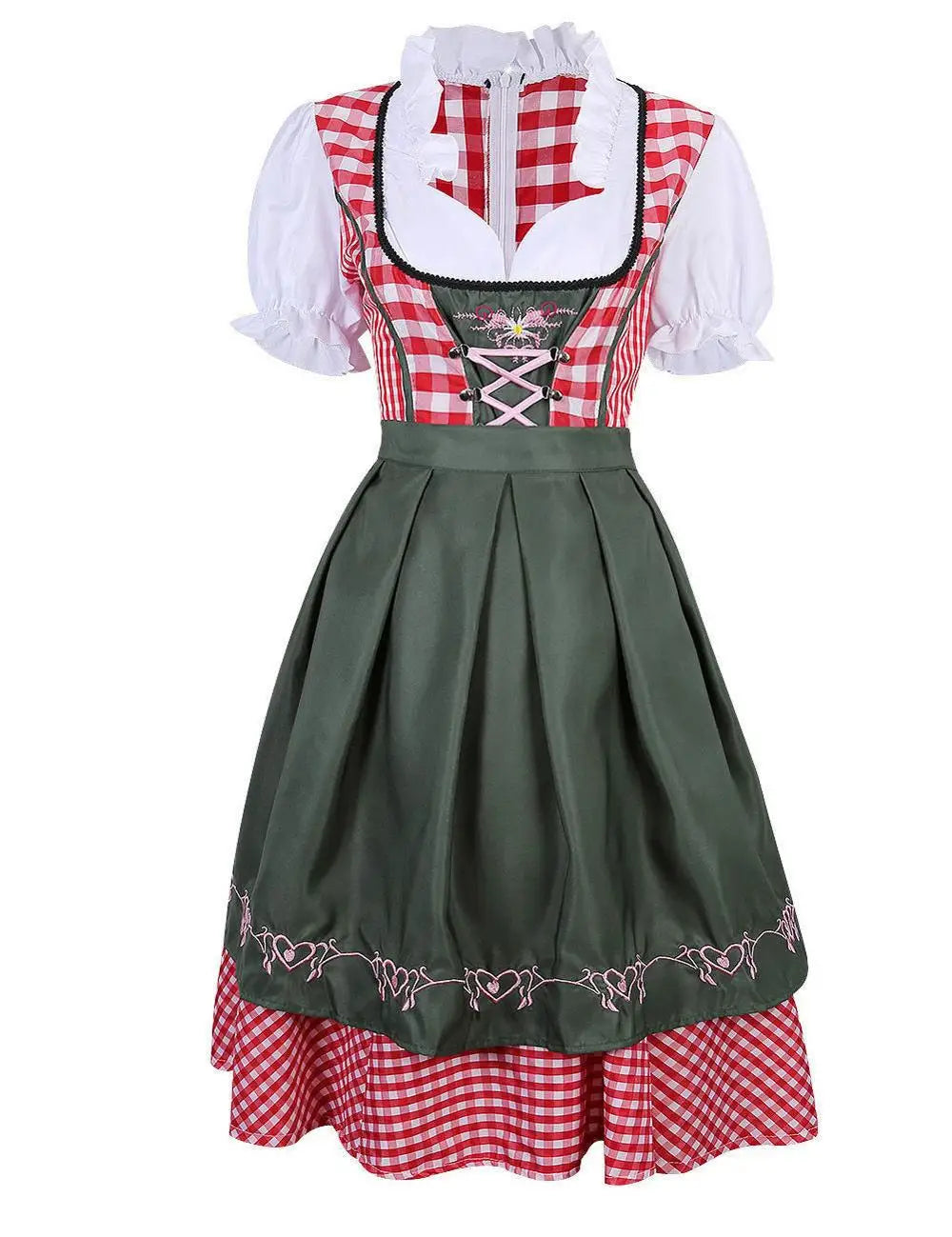 S-4XL Womens German Oktoberfest Beer Girl Costume Bavarian Traditional Beer Dirndl Dress With Apron - Dhavinci