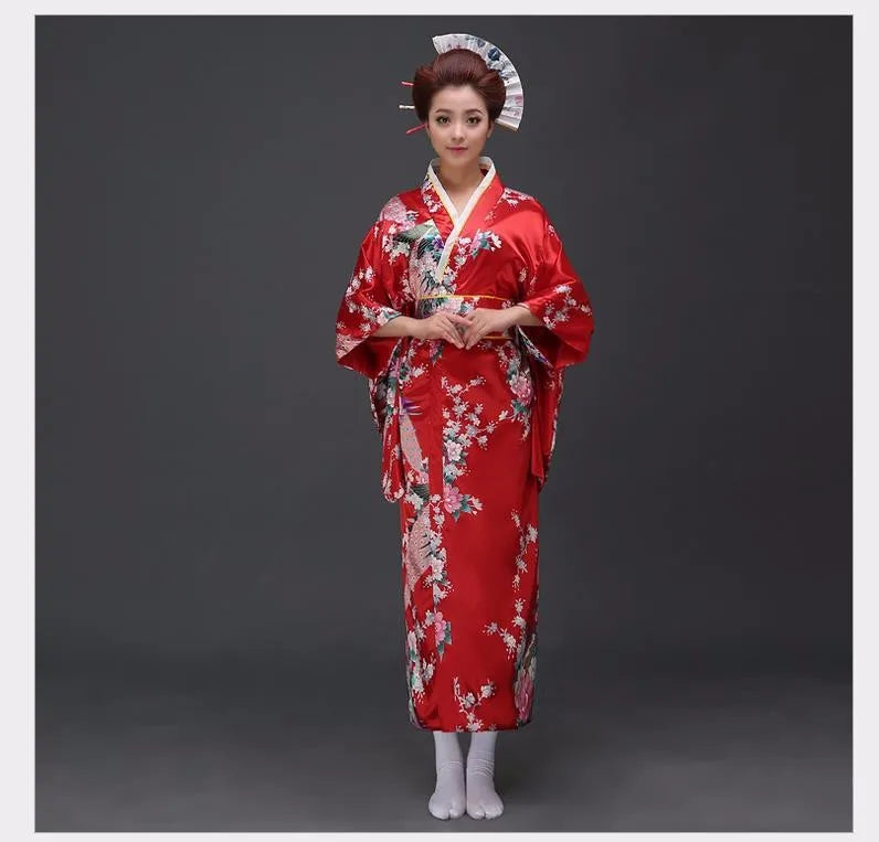 Japanese Traditional Yukata Kimono With Obi Vintage Women Evening Dress Geisha Kimono Vintage Women Stage Show Costume Cosplay - Dhavinci