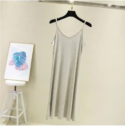 Spring Summer 2024 Woman Tank Dress Casual Modal Sexy Camisole Elastic Female Home Beach Dresses O-Neck Camis Sexy Dress - Dhavinci