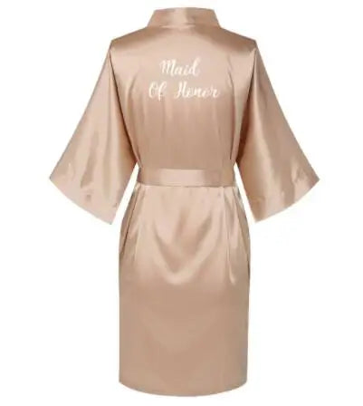 Plus Size Satin Silk Robe for Wedding | Bridesmaid & Bride Gown - Dhavinci