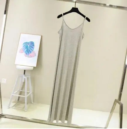 Spring Summer 2024 Woman Tank Dress Casual Modal Sexy Camisole Elastic Female Home Beach Dresses O-Neck Camis Sexy Dress - Dhavinci