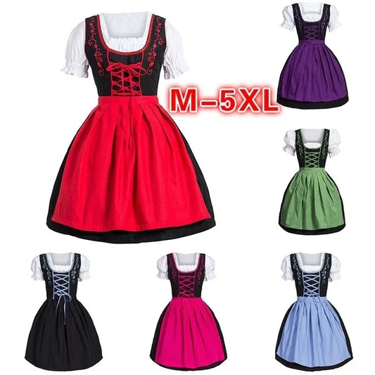 Plus size Women Medieval costume dress German Oktoberfest Dirndl Dress Cosplay Costume Party Dress M-5XL - Dhavinci