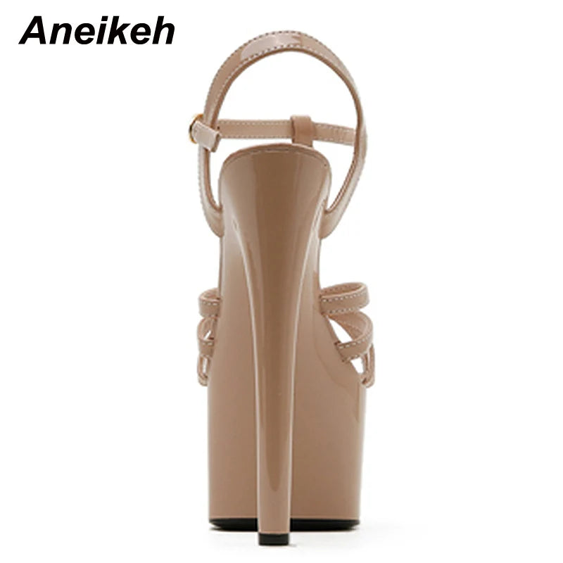 Aneikeh Platform Gladiator Sandals for Women - Thin Heels & Buckle - Dhavinci