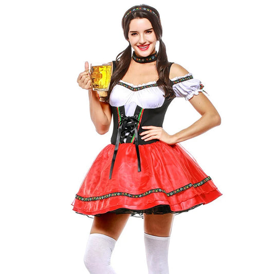 Women's Oktoberfest Dirndl Costume | Bavarian Beer Maid Fancy Dress - Dhavinci