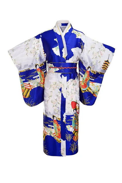 Japanese Traditional Yukata Kimono With Obi Vintage Women Evening Dress Geisha Kimono Vintage Women Stage Show Costume Cosplay - Dhavinci