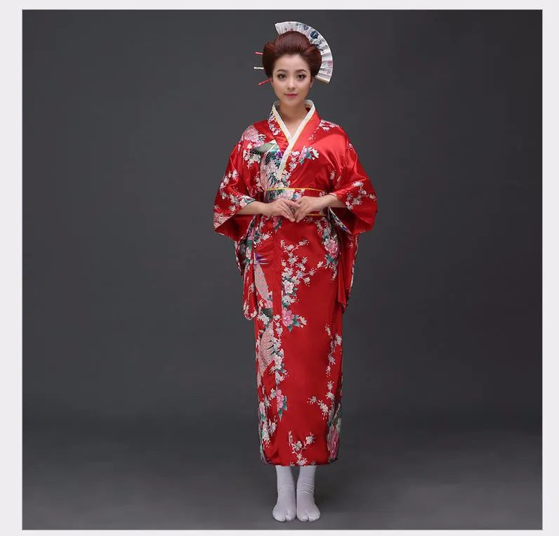 Fashion National Trends Women Sexy Kimono Yukata With Obi Novelty Evening Dress Japanese Cosplay Costume Floral One Size - Dhavinci