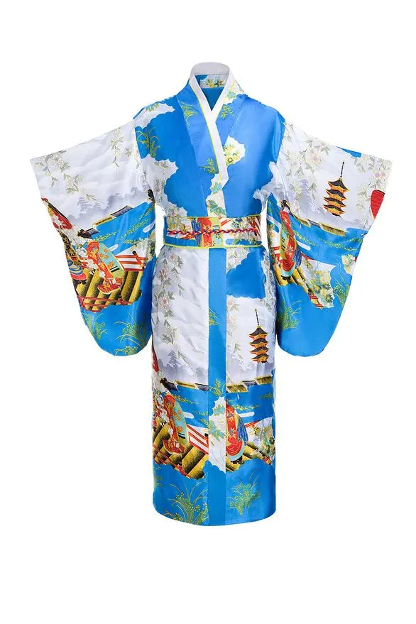 Japanese Traditional Yukata Kimono With Obi Vintage Women Evening Dress Geisha Kimono Vintage Women Stage Show Costume Cosplay - Dhavinci