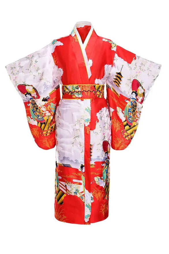 Japanese Traditional Yukata Kimono With Obi Vintage Women Evening Dress Geisha Kimono Vintage Women Stage Show Costume Cosplay - Dhavinci