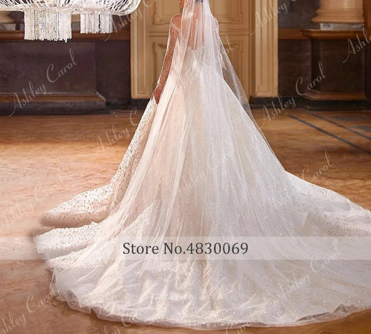 Luxury Long Sleeve Wedding Dress | Sparkling Beaded Princess Gown - Dhavinci