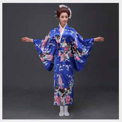 Japanese Traditional Yukata Kimono With Obi Vintage Women Evening Dress Geisha Kimono Vintage Women Stage Show Costume Cosplay - Dhavinci