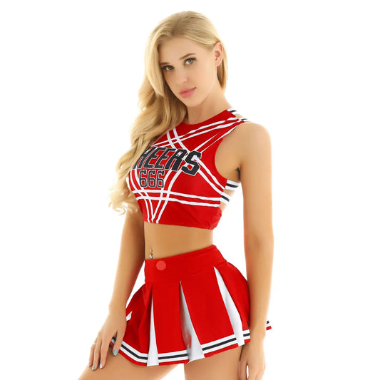 Women Femme Girls Japanese Schoolgirl Cosplay Uniform Adult Charming Cheerleader Sexy Costumes Set Halloween Roleplay Outfits - Dhavinci