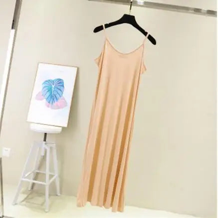 Spring Summer 2024 Woman Tank Dress Casual Modal Sexy Camisole Elastic Female Home Beach Dresses O-Neck Camis Sexy Dress - Dhavinci