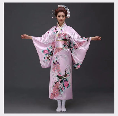 Japanese Traditional Yukata Kimono With Obi Vintage Women Evening Dress Geisha Kimono Vintage Women Stage Show Costume Cosplay - Dhavinci