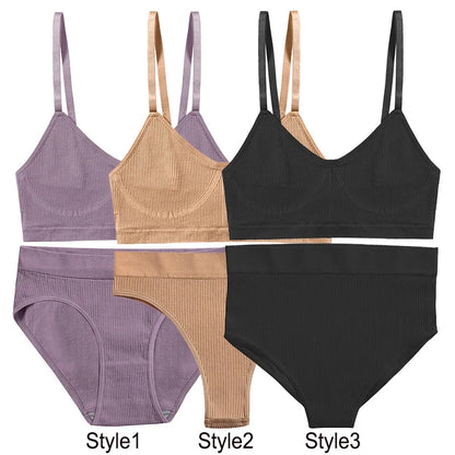 Women Bra Set Panties Sexy Push Up Bralette Female Fitness Seamless Underwear Sports Lingerie Brassiere Set Tank Crop Tops S-XL - Dhavinci