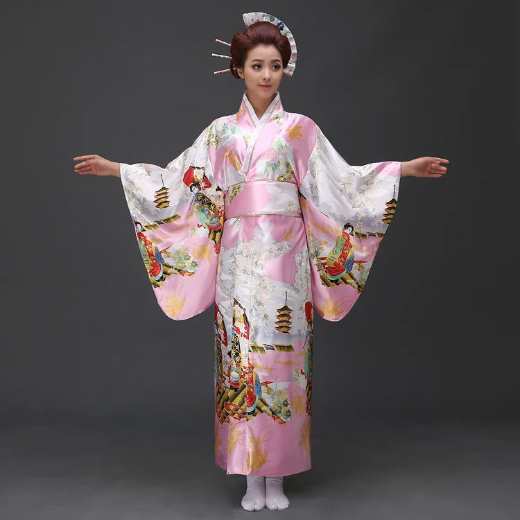 Fashion National Trends Women Sexy Kimono Yukata With Obi Novelty Evening Dress Japanese Cosplay Costume Floral One Size - Dhavinci