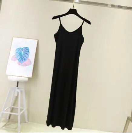 Spring Summer 2024 Woman Tank Dress Casual Modal Sexy Camisole Elastic Female Home Beach Dresses O-Neck Camis Sexy Dress - Dhavinci