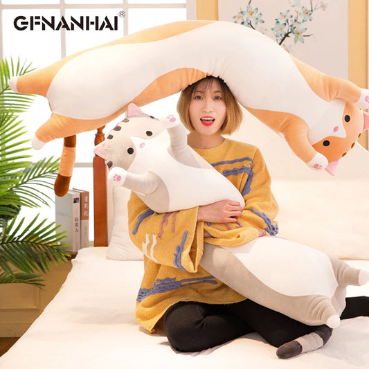 Kawaii Long Animal Cat Plush Toy | Soft Pillow for Kids - Dhavinci