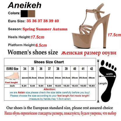 Aneikeh Platform Gladiator Sandals for Women - Thin Heels & Buckle - Dhavinci