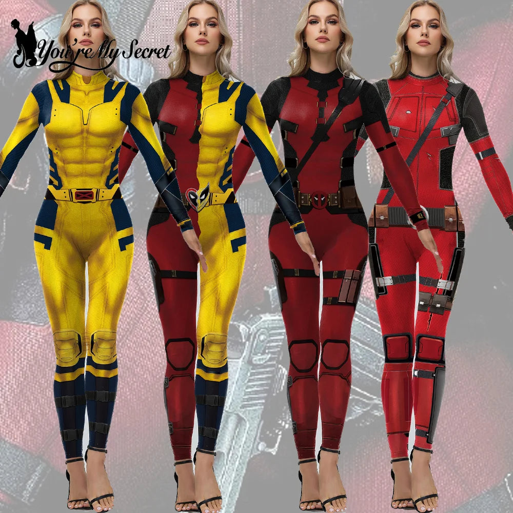 [You're My Secret] Cosplay Superhero Wolverine Deadpool Costume Anime Halloween Party Zentai Catsuit Women Men Bodysuit Jumpsuit - Dhavinci