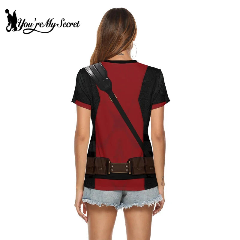 Deadpool Women’s Cosplay T-Shirt | Wolverine Printed Party Top - Dhavinci