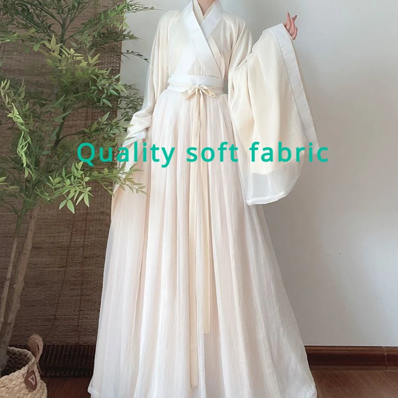 Elegant Hanfu Dress Women Ancient Chinese Traditional Hanfu Coat Outfit Female Cosplay Costume Party Show Beige Gown 3/4pcs Sets - Dhavinci