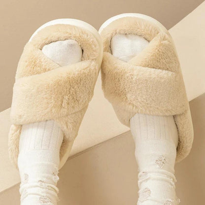 Thick Platform Fur Slippers for Women | Winter Plush Non-Slip Slides - Dhavinci