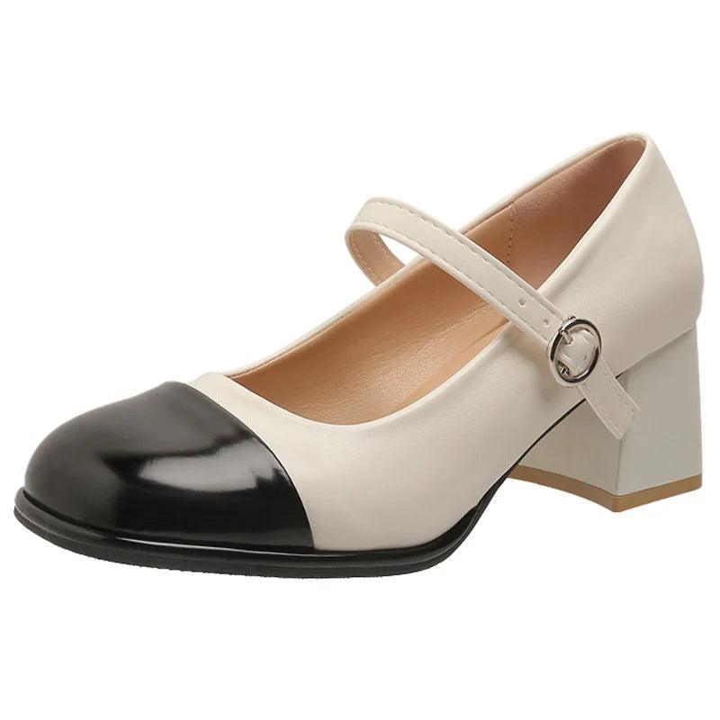 Mix Color Patent Leather Mary Janes | Buckle High Heel Pumps - Dhavinci