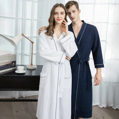 Spring Autumn Soft Comfortable Loungewear Japanese Bathrobe Women's Long Pajamas Couple Sleepwear Thin Waffle Absorbent Yukata - Dhavinci