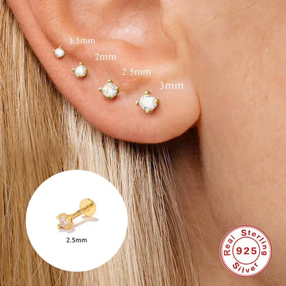 Sterling Silver Piercing Earrings | Zircon Studs for Women - Dhavinci