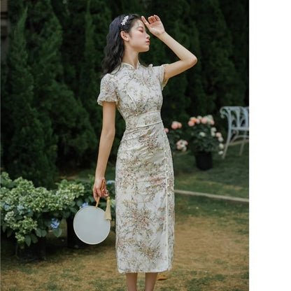 Cheongsam Qipao Chinese Traditional Dress Embroidery Retro Improved Cheongsams Oriental Party Summer Floral Dresses for Women - Dhavinci