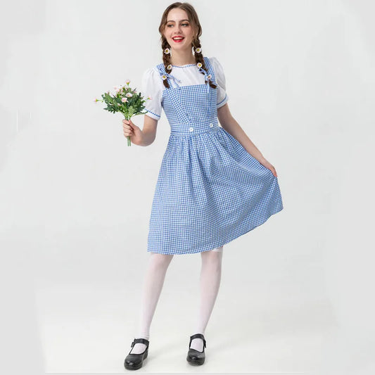 Wizard of Oz Dorothy Cosplay Costume | Blue Plaid Princess Dress - Dhavinci